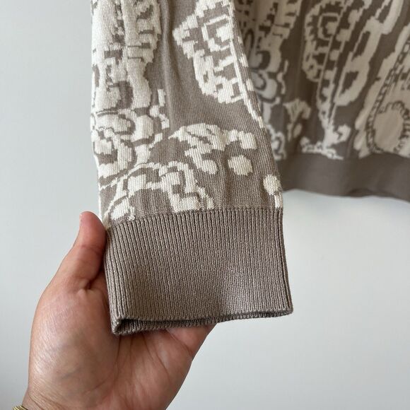 Isolde Paisley Print Stretch Knit Jumper Sweater Brown Cream Size Large NWT's - Picture 7 of 9